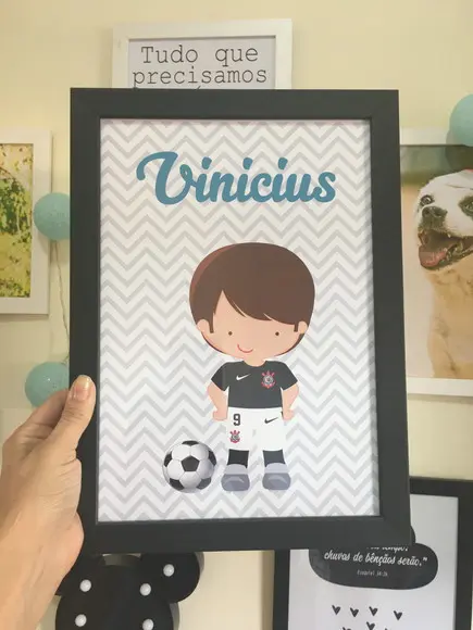Quadro Infantil Jogador Futebol c Nome A4