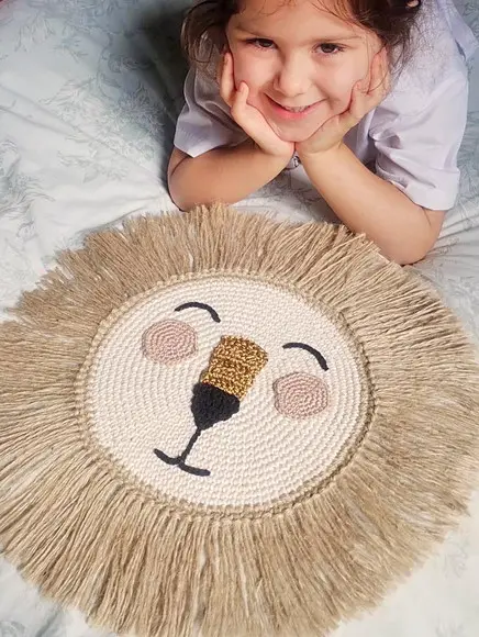 Enfeite Pendurar Leão em Crochê - Boho Infantil