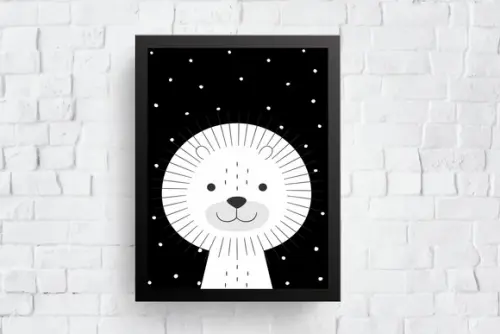 Quadro Infantil Leão Escandinavo A4