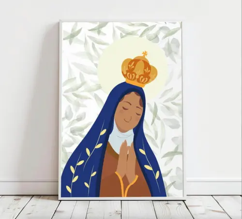 Quadro Infantil Nossa Senhora Aparecida Folhagem A3