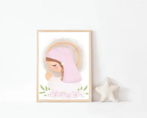 Quadro Infantil Nossa Senhora Aquarela A4