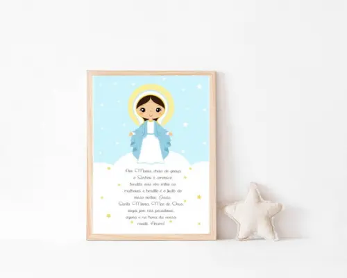 Quadro Infantil Nossa Senhora das Graças e Oração A3