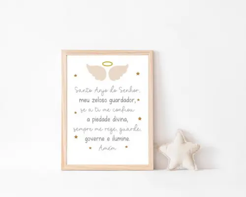 Quadro Infantil Oração Anjo da Guarda A3