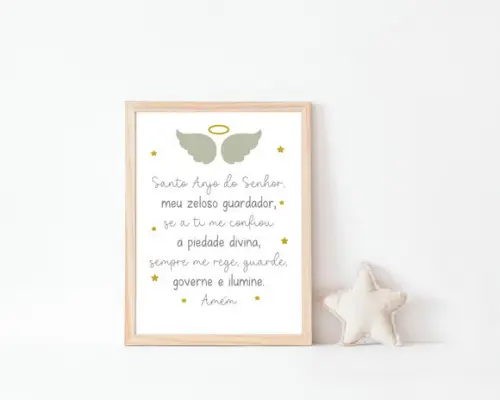 Quadro Infantil Oração Anjo da Guarda A3