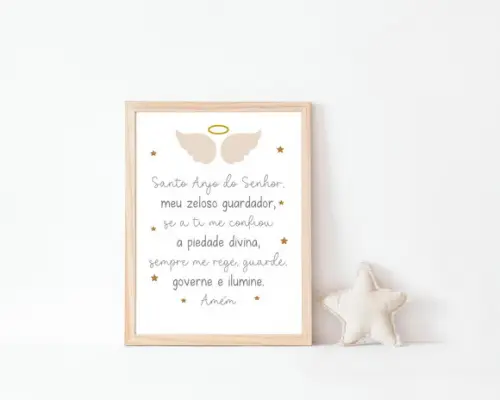 Quadro Infantil Oração Anjo da Guarda A3