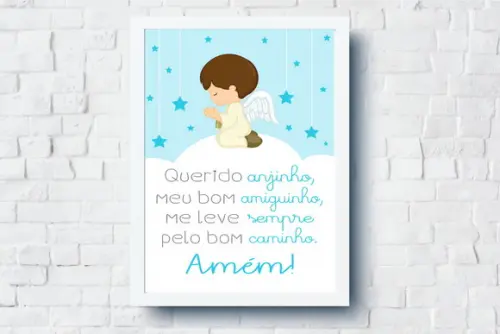 Quadro Infantil Oração Anjo da Guarda A4