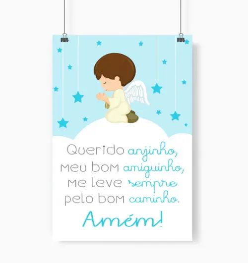 Quadro Infantil Oração Anjo da Guarda A4