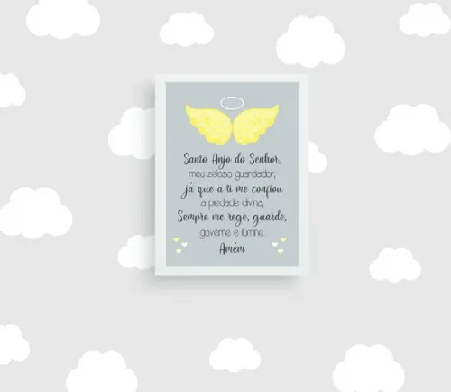 Quadro Infantil Oração Anjo da Guarda Asas A4