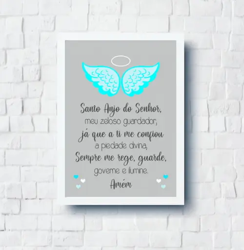 Quadro Infantil Oração Anjo da Guarda Asas A4