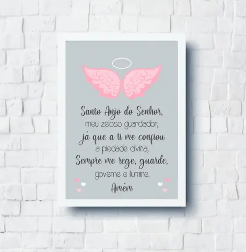 Quadro Infantil Oração Anjo da Guarda Meninas A4