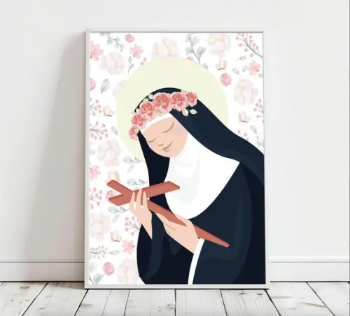 Quadro Infantil Santa Rita Floral A3