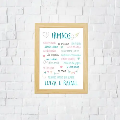 Quadro Quarto Infantil Coisas de Irmãos A4