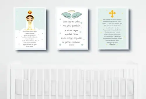 Quadros Bebê Ave Maria, Pai Nosso e Oração Anjo A4