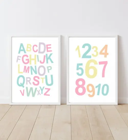 Quadros Decoração Infantil Alfabeto E Números A3