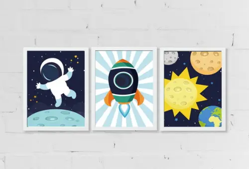 Quadros Decoração Infantil Astronauta A4
