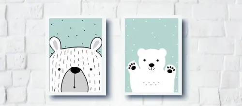 Quadros Escandinavo Infantil Ursos A4