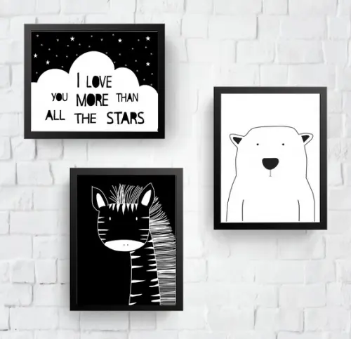 Quadros Escandinavos Zebra e Urso Polar I Love You More A3