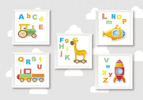 Quadros Infantil Alfabeto Brinquedos