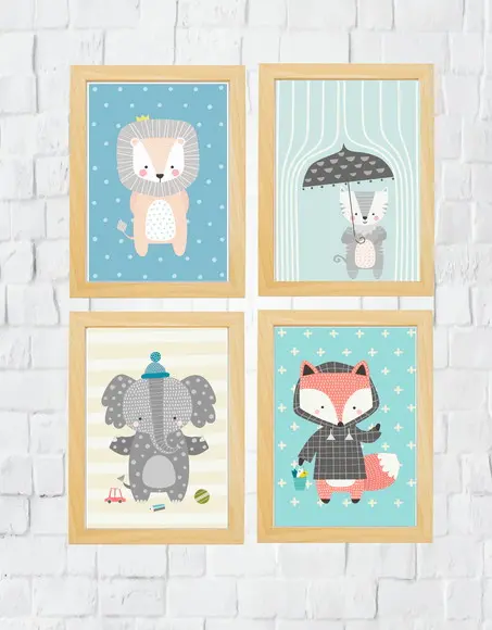 Quadros Infantil Animais Escandi A4