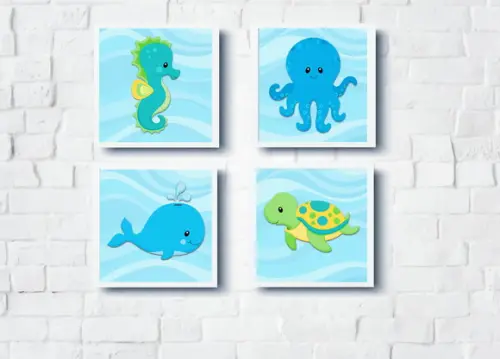 Quadros Infantil Animais Fundo do Mar