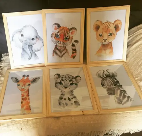 Quadros Infantil Animais Safari Baby A4