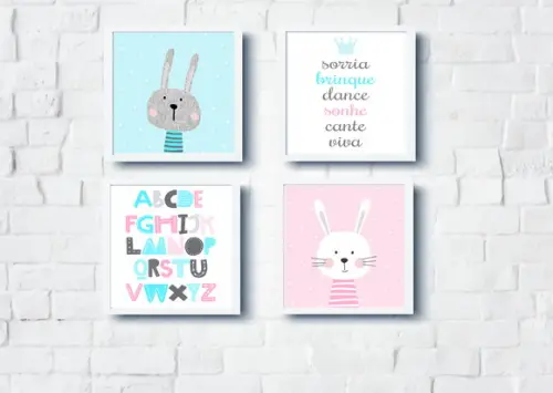 Quadros Infantil Coelhos Alfabeto