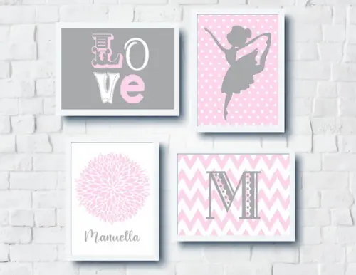 Quadros Infantil Decoração Menina Bailarina A4