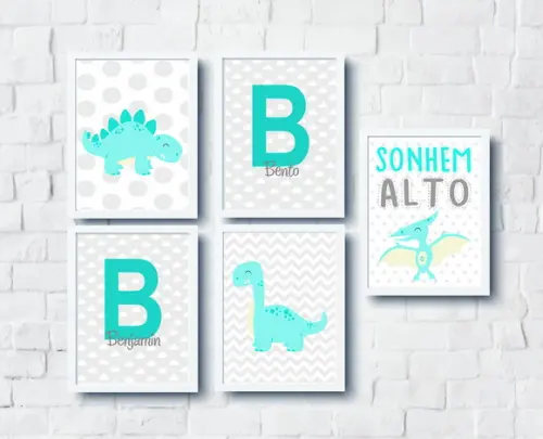 Quadros Infantil Dinossauros Sonhem Alto