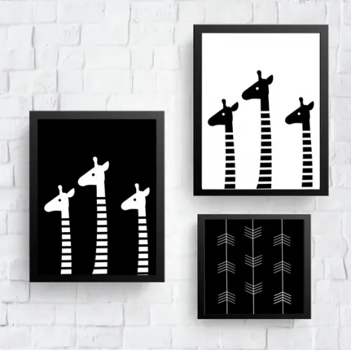 Quadros Infantil Escandinavo Girafas e Flechas