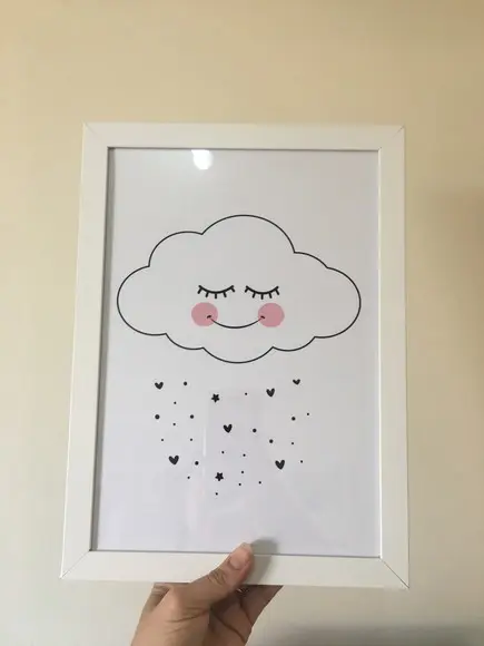 Quadros Infantil Escandinavo Nuvem Ursinho A4