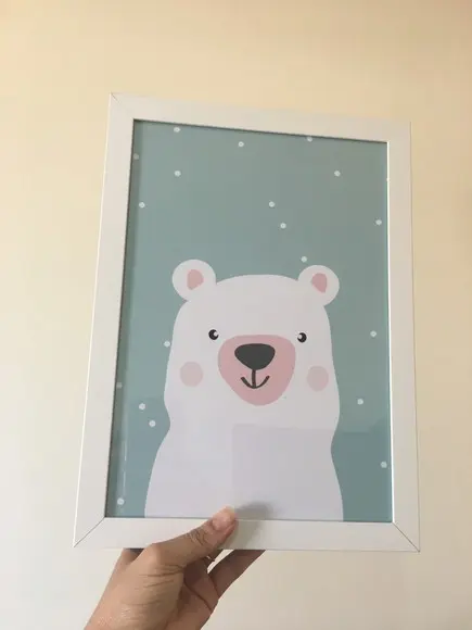 Quadros Infantil Escandinavo Nuvem Ursinho A4