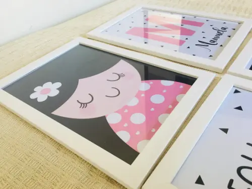 Quadros Infantil Escandinavo Urso Raposa Cabana Boho