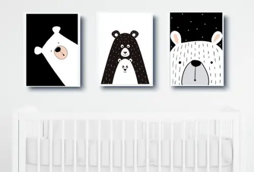 Quadros Infantil Mamãe Ursa Urso Polar e Escandinavo A4