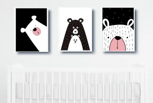 Quadros Infantil Mamãe Ursa Urso Polar e Escandinavo A4