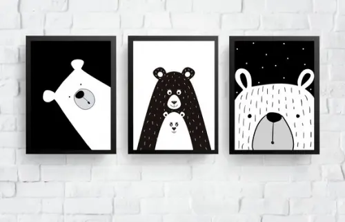 Quadros Infantil Mamãe Ursa Urso Polar e Escandinavo A4