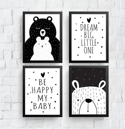 Quadros Infantil Mamãe Urso Dream Big e Be happy