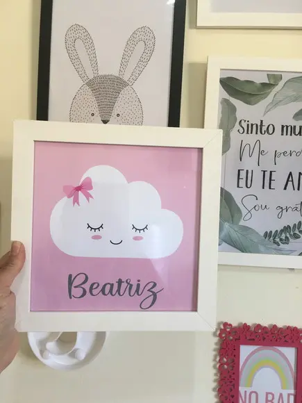 Quadros Infantil Menina Nuvem Nome e Versículos