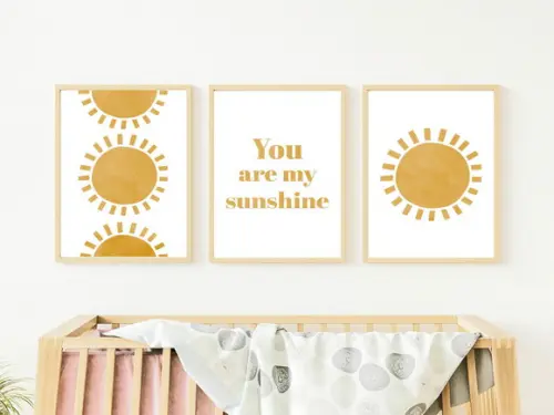 Quadros Infantil Menina Sol Sunshine Boho A3