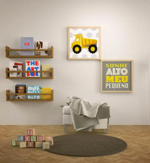 Quadros Infantil Menino Caminhão e Sonhe Alto