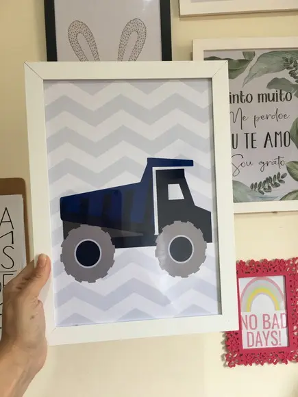 Quadros Infantil Menino Oração Anjo da Guarda e Carrinho