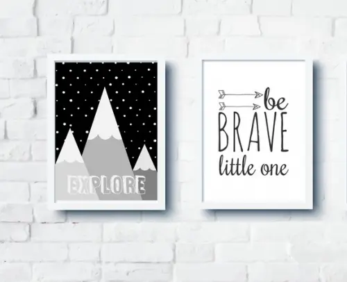 Quadros Infantil Montanhas Be Brave A4