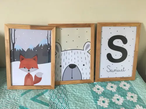 Quadros Infantil Montanhas Família Coelhos e Buldogue