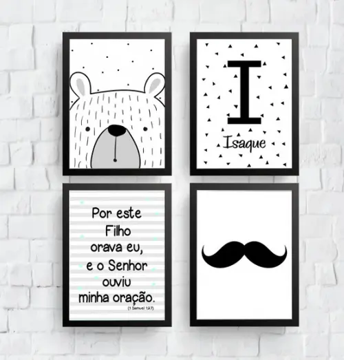 Quadros Infantil Montanhas Urso Be Brave Nome