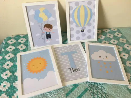 Quadros Infantil Montanhas Ursos Guaxinim Leão e Coelho