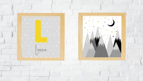Quadros Infantil Nome e Montanhas Escandinavas