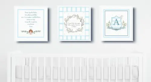 Quadros Infantil Oração Anjo da Guarda e Nome Personalizado