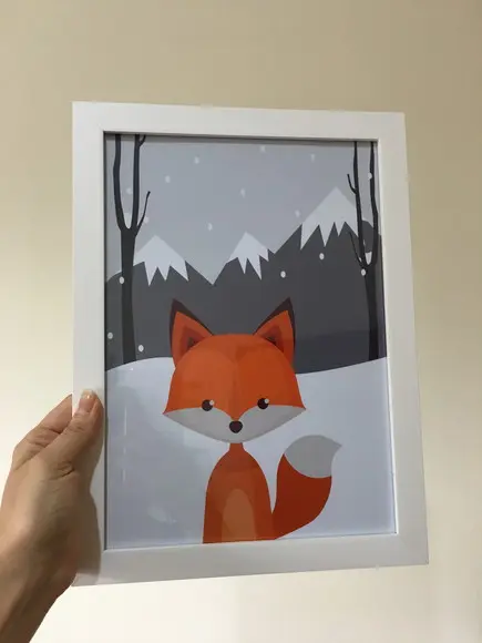 Quadros Infantil Raposa Montanhas e Cabana