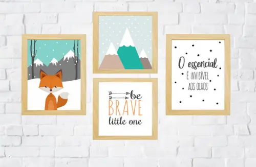 Quadros Infantil Raposa O Essencial é Invisível aos Olhos