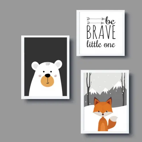 Quadros Infantil Raposa Urso Polar E Be Brave