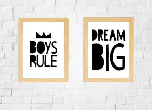 Quadros Infantil Roys Rule e Dream Big A4